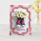 Carte de chaussures d'anniversaire douce Daisy (Fleur jaune)