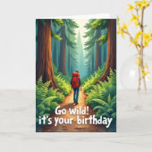 Carte de chemin forestier joyeux anniversaire (Fleur jaune)