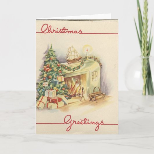 Carte de cheminée de Noël Vintage (Devant)