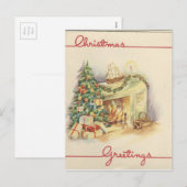 Carte de cheminée de Noël Vintage (Devant / Derrière)