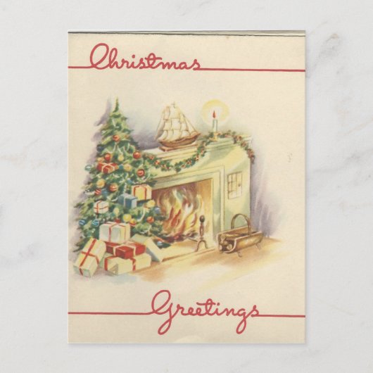 Carte de cheminée de Noël Vintage (Devant)