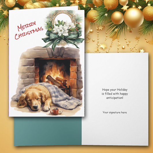 Carte de cheminée Golden Retriever Christmas Eve
