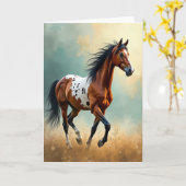 Carte de cheval à pied de course pour un anniversa (Fleur jaune)