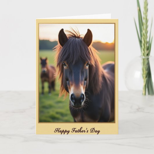 Carte de cheval de la fête des pères dorée (Devant)