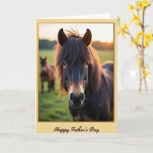 Carte de cheval de la fête des pères dorée (Fleur jaune)