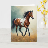 Carte de Cheval Galopant Joyeux (Fleur jaune)