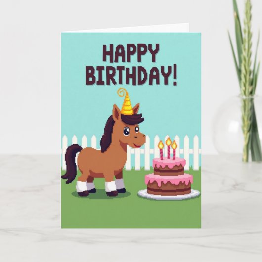 Carte de Cheval Pixel Joyeux (Devant)