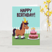 Carte de Cheval Pixel Joyeux (Fleur jaune)