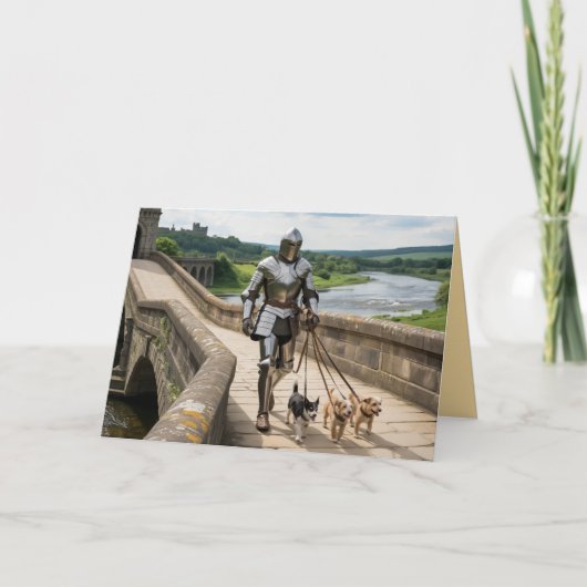 Carte de Chevalier Promenant son Chien (Devant)