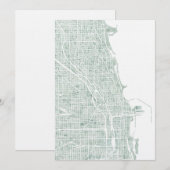 carte de Chicago aquarelle bleu vert coquille d'oe (Devant / Derrière)