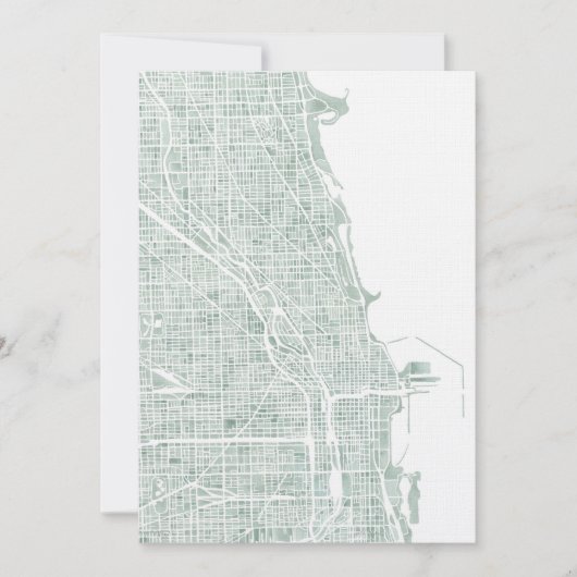 carte de Chicago aquarelle bleu vert verre de mer (Devant)
