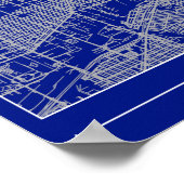 Carte de Chicago Blueprint Affiche Bleue Minimalis (Coin)