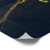 Carte de Chicago dorée impression sur toile affich (Coin)