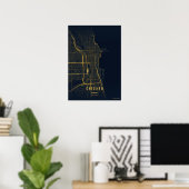 Carte de Chicago dorée impression sur toile affich (Bureau à domicile)