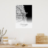 Carte de Chicago - Illinois IL - Poster de carte d (Cuisine)