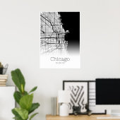 Carte de Chicago - Illinois IL - Poster de carte d (Bureau à domicile)