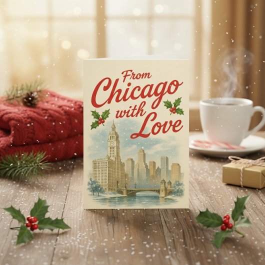 Carte De Chicago With Love - Noël Vintage Follot