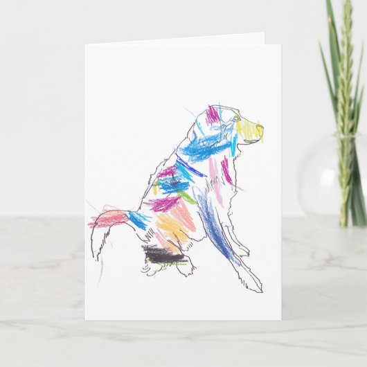 Carte de chien arc-en-ciel Joyeuse fête des pères (Devant)
