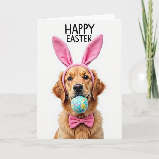 Carte de chien au printemps doré (Devant)