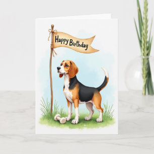 Carte de chien aux oreilles tombantes festives