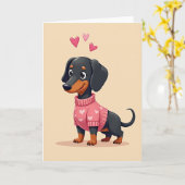 Carte de chien d'amour de teckel (Fleur jaune)