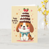 Carte de chien de dessin animé doux (Fleur jaune)