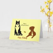 Carte de chien, drôle. (Fleur jaune)