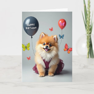 Carte de chien duveteux joyeux