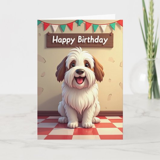 Carte de chien heureux à pois (Devant)