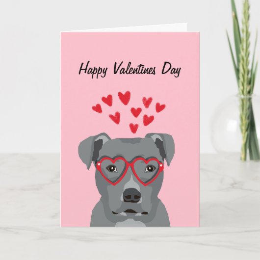 Carte de chien Pitbull Grey Valentines (Devant)