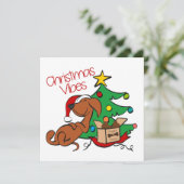 Carte de chien teckel ambiance Noël (Debout devant)