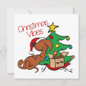 Carte de chien teckel ambiance Noël (Devant)