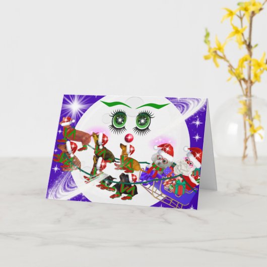 Carte de Chiens de Père Noël & Weenie pour Mme Chr (Fleur jaune)