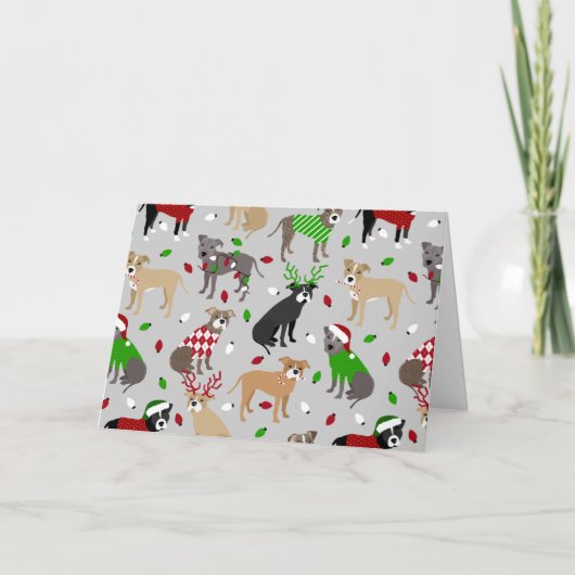 Carte de Chiens Pitbull de Noël (Devant)