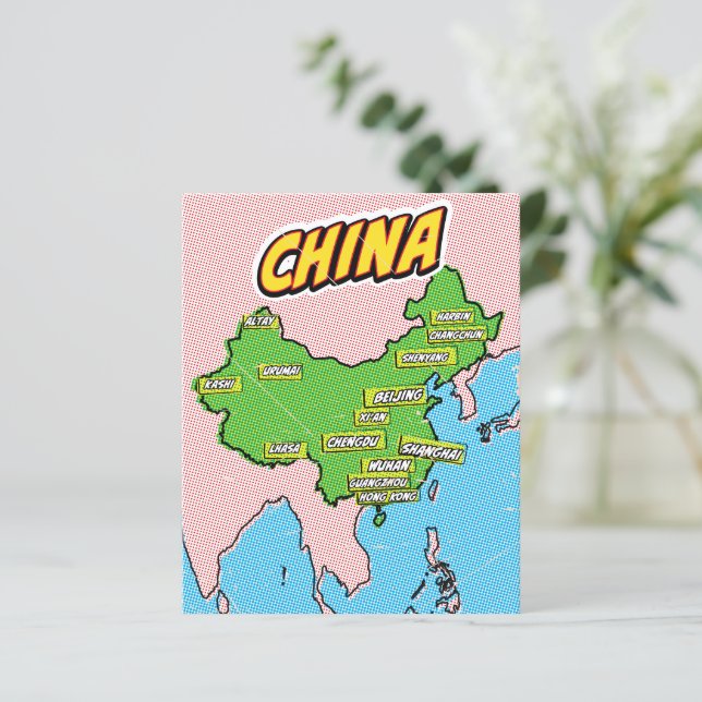 Carte de Chine illustrée par Pop Art (Debout devant)