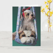 Carte de chiot de bulldog malade (Fleur jaune)