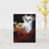 Carte de chiot de Halloween (Fleur jaune)