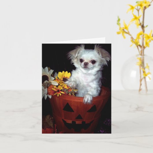 Carte de chiot de Halloween (Fleur jaune)