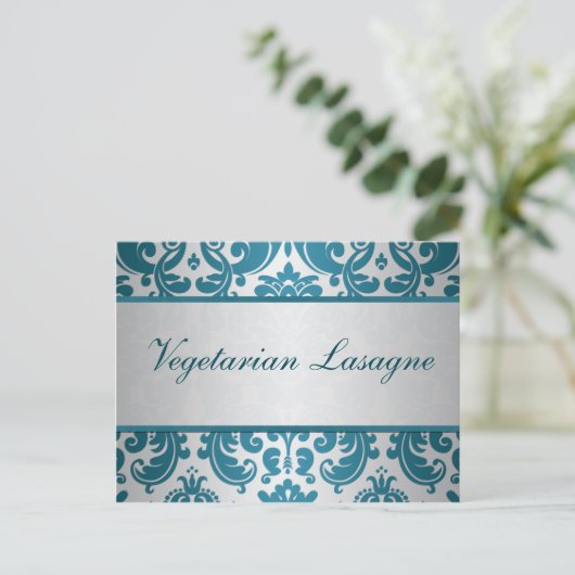 Carte de choix Buffet Argent Turquoise Damas (Debout devant)