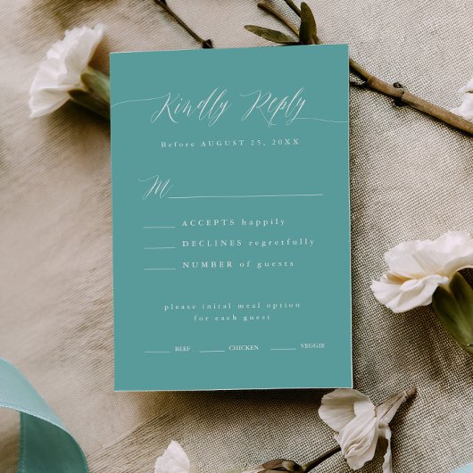 Carte de choix de menu de réponse calligraphiée Bo