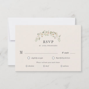 Carte de choix de repas pour RSVP de mariage avec