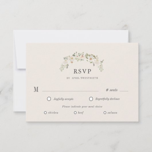 Carte de choix de repas pour RSVP de mariage avec (Devant)