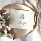 Carte de choix de repas RSVP Floral Deep Blue Chin