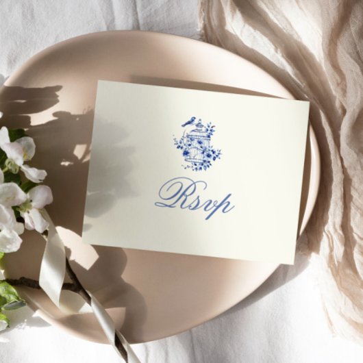 Carte de choix de repas RSVP Floral Deep Blue Chin