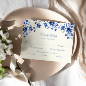Carte de choix de repas RSVP Floral Deep Blue Chin