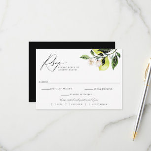 Carte de choix de repas RSVP pour mariage aux citr