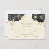 Carte de choix de repas RSVP Roses noirs Aquarelle (Devant)