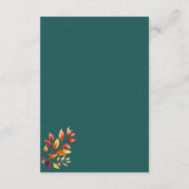 Carte de choix du menu Mariage de automne rustique (Dos)