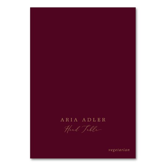 Carte de choix Gold Burgundy Menu Head Table Place (Par défaut)