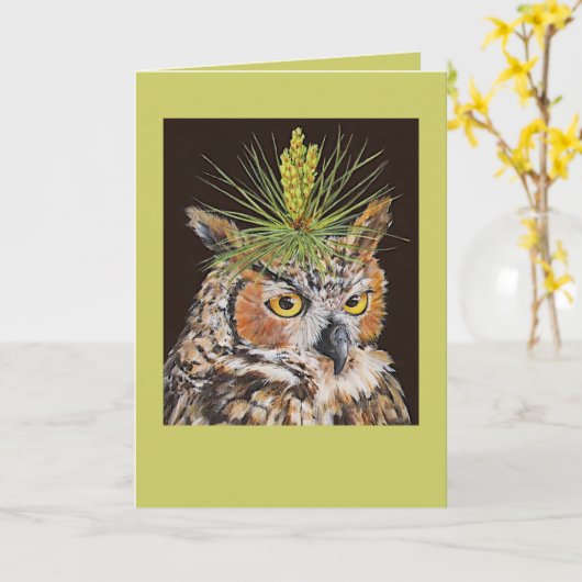 carte de chouette à grande corne (Fleur jaune)